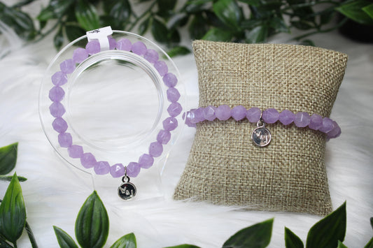 8mm LAVENDER JADE FACETED BRACELET