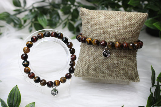 8mm MIXED TIGER'S EYE BRACELET