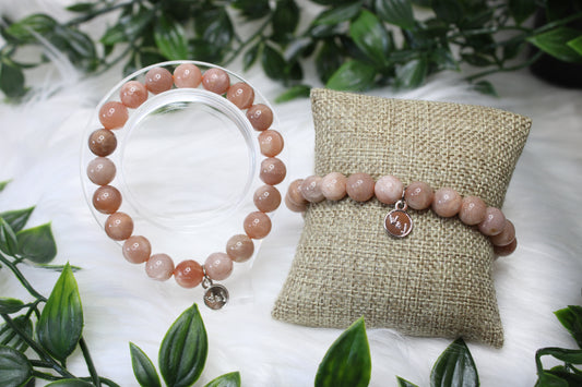 10mm PEACH MOONSTONE BRACELET
