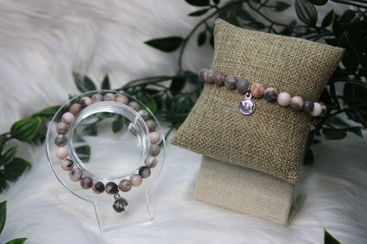 8mm PINK ZEBRA JASPER BRACELET